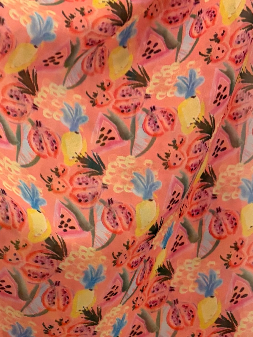 🍉🍍Steve Madden Pink Tropical Fruit Print Wrap Scarf Semi Sheer Pomegranate Large